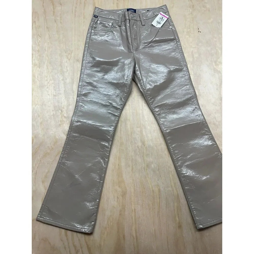 NWT Citizens‎ Of Humanity Isola Cropped Boot Recycled Leather Tan Jeans Size 25
